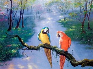 perroquet dans la forêt beaux oiseaux Peinture à l'huile